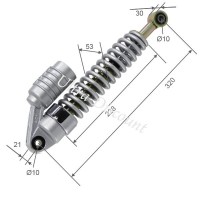 Front Gas Shock Absorber for ATV Shineray Quad 200cc STIIE-B - 320mm - Gray