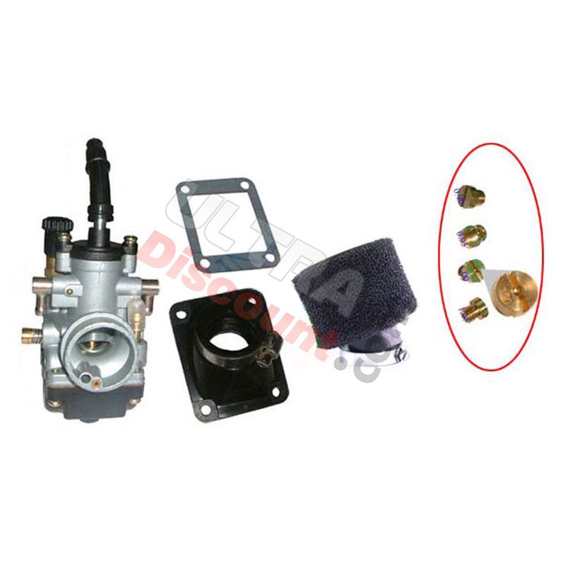 19mm Carburetor + Jets + Black Air Filter for Pocket Bike MTA4, Parts Pocket Blata MT4