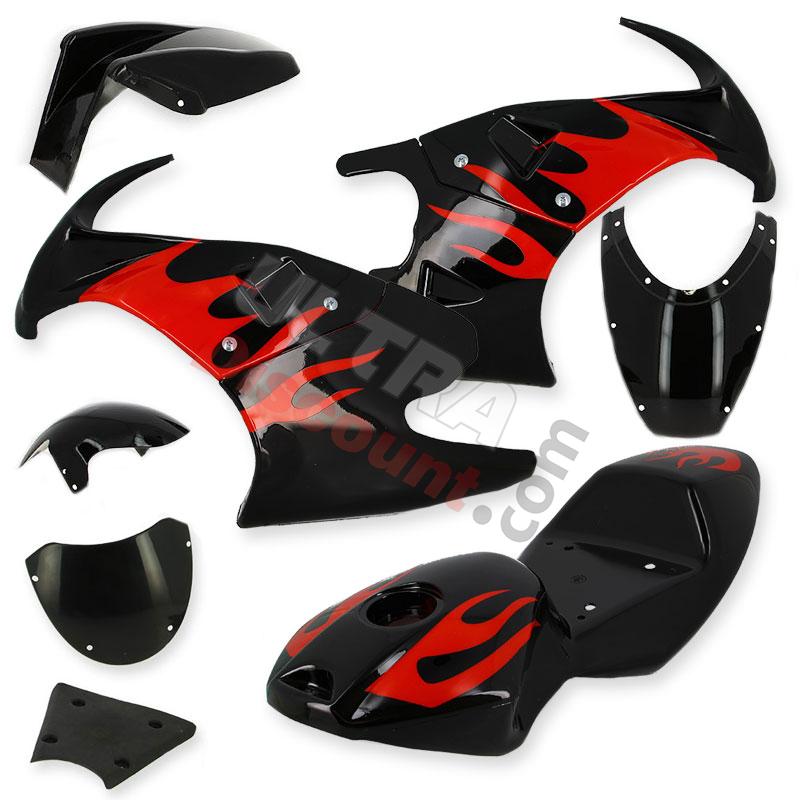 Fairing for Pocket Bike 47cc - 49cc - Black-Red, Pocket Bike Spare Parts Fairing for Pocket Bike 47cc - 49cc - Black-Red, Pocket Bike Spare Parts