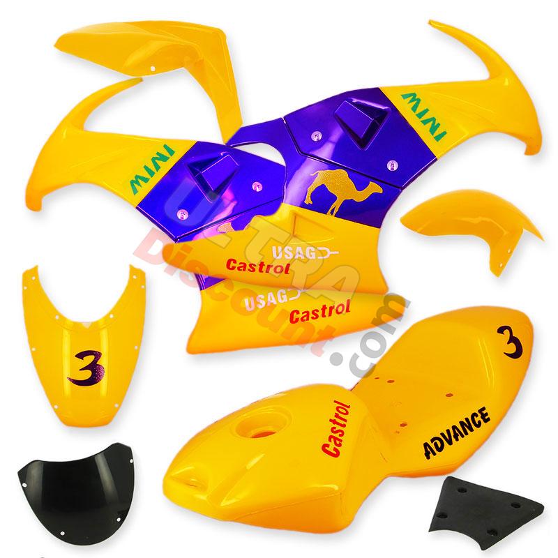 Fairing for Pocket Bike 47cc - 49cc (Yellow-Blue), Pocket Bike Spare Parts