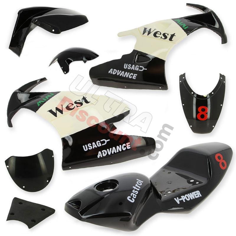 Fairing for Pocket Bike 47cc - 49cc - Black-White, Pocket Bike Spare Parts Fairing for Pocket Bike 47cc - 49cc - Black-White, Pocket Bike Spare Parts