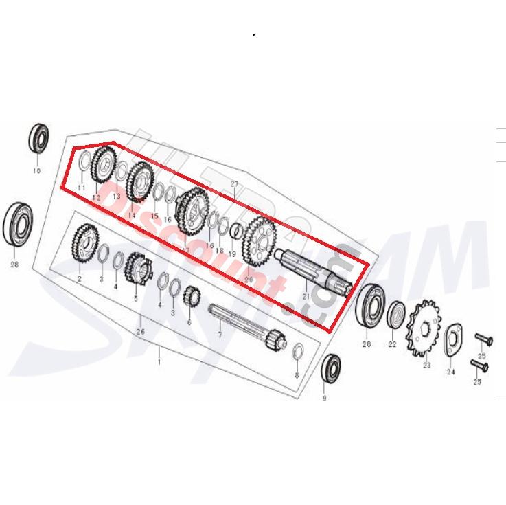 Counter Shaft for engine 50-125cc for Trex Skyteam, Trex Spare Parts Skyteam