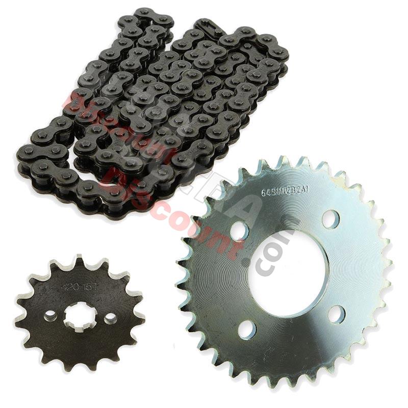 sprocket kit, chain, rear sprocket and front sprocket for Skymax ST125-6-6A, Dax Skymax Parts sprocket kit, chain, rear sprocket and front sprocket for Skymax ST125-6-6A, Dax Skymax Parts