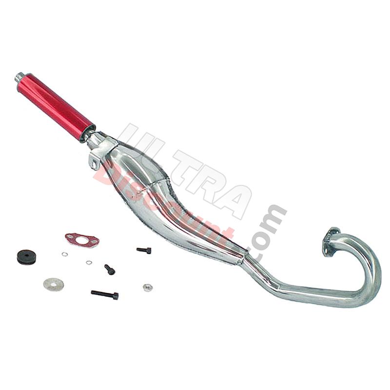Custom Stainless Steel Exhaust for Pocket Supermoto (type 2) - Red, Supermoto pocket Spare Parts