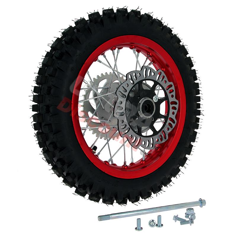 12'' Rear Wheel for Dirt Bike AGB27 (12mm Tread Lug) - Red, Dirt Bike Spare Parts