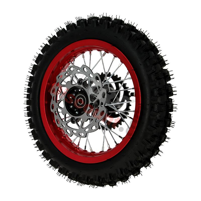 Full 12'' Rear Wheel for Dirt Bike AGB29 - Red, Dirt Bike Spare Parts