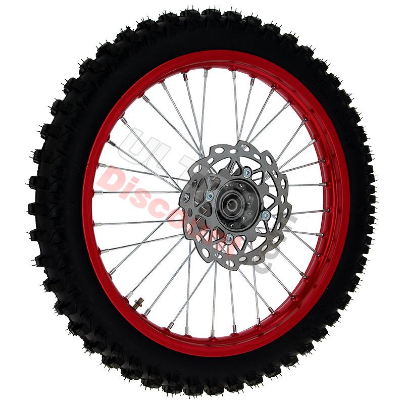 17'' Front Wheel for Dirt Bike AGB30 Complete - Red, Dirt Bike Spare Parts