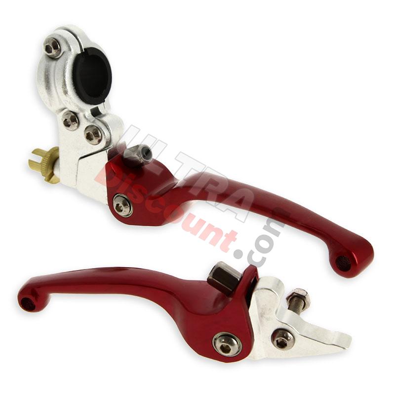 Pair of UD Racing Aluminum Levers for Dirt Bike - Red, Dirt Bike Spare Parts Pair of UD Racing Aluminum Levers for Dirt Bike - Red, Dirt Bike Spare Parts