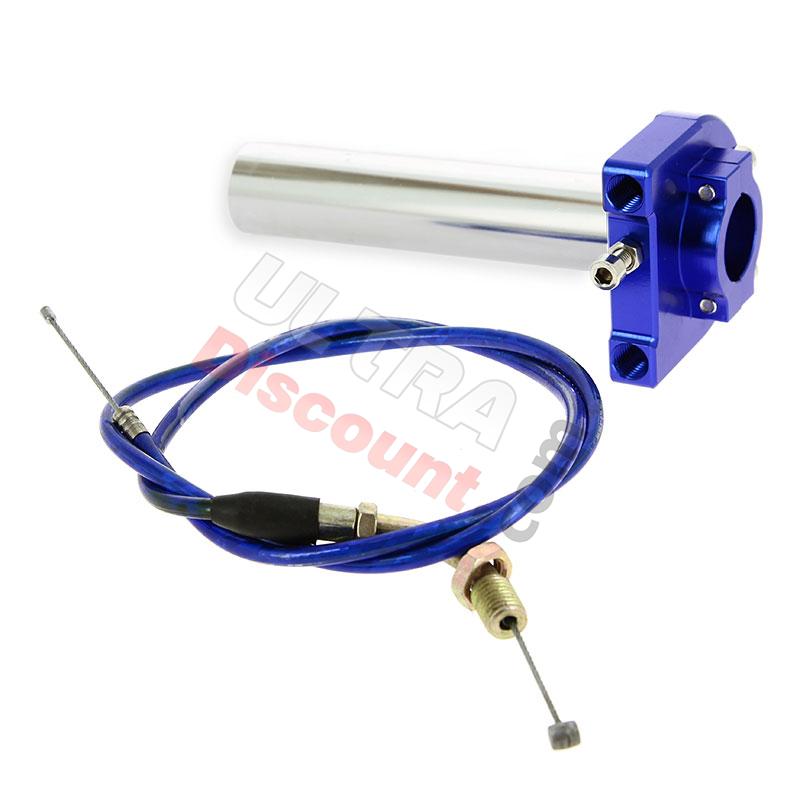 HQ Billet Quick Throttle (Blue) + Throttle Cable (Blue), Dirt Bike Spare Parts