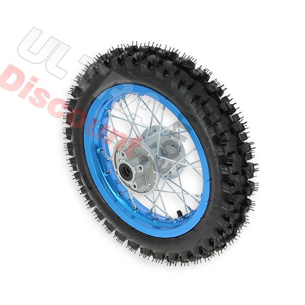12'' Rear Wheel for Dirt Bike AGB27 (12mm Tread Lug) - Light blue, Dirt Bike Spare Parts