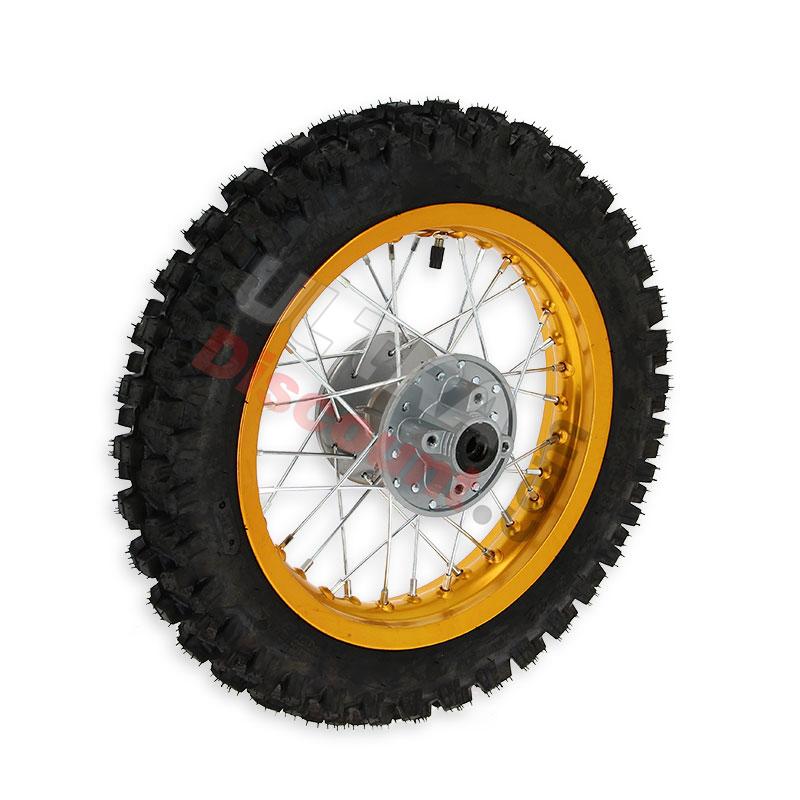 12'' Rear Wheel for Dirt Bike AGB27 (12mm Tread Lug) - Gold, Dirt Bike Spare Parts