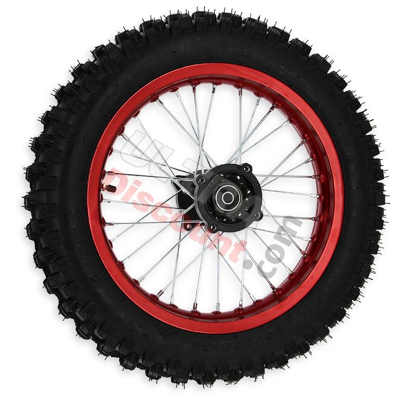 Full 14'' Rear Wheel for Dirt Bike AGB30 - Red, Dirt Bike Spare Parts