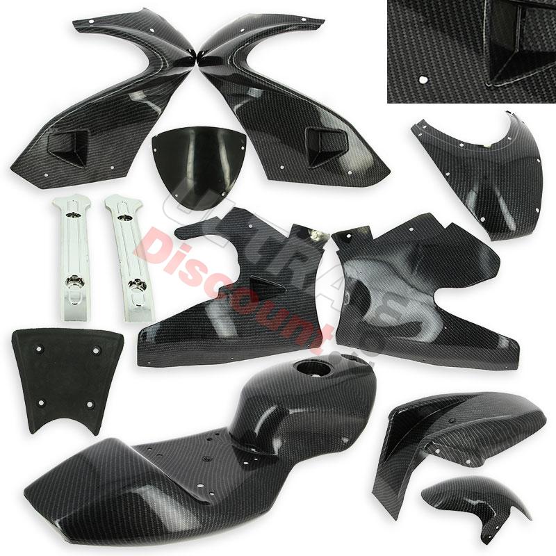 Carbon Fairing - Special Edition - for Pocket Bike 47cc - 49cc - Black, Pocket Bike Spare Parts Carbon Fairing - Special Edition - for Pocket Bike 47cc - 49cc - Black, Pocket Bike Spare Parts