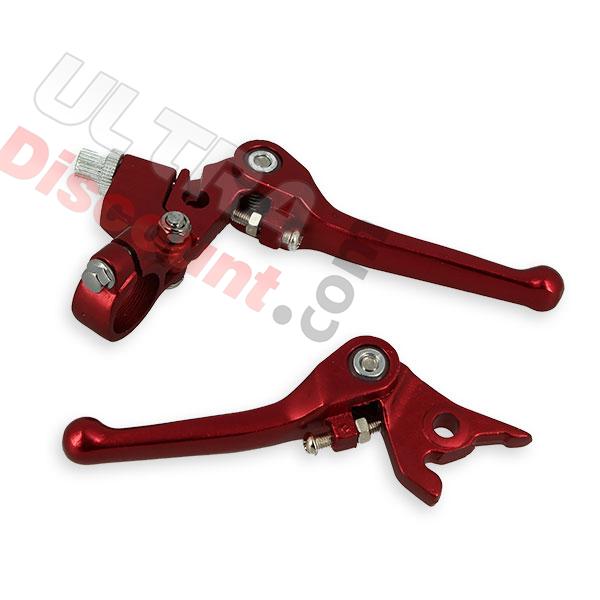 Pair of Aluminum Levers for Dirt Bike - Red, Dirt Bike Spare Parts