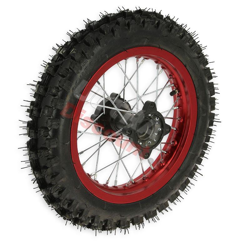 Full 12'' Rear Wheel for Dirt Bike AGB29 - Red, Dirt Bike Spare Parts