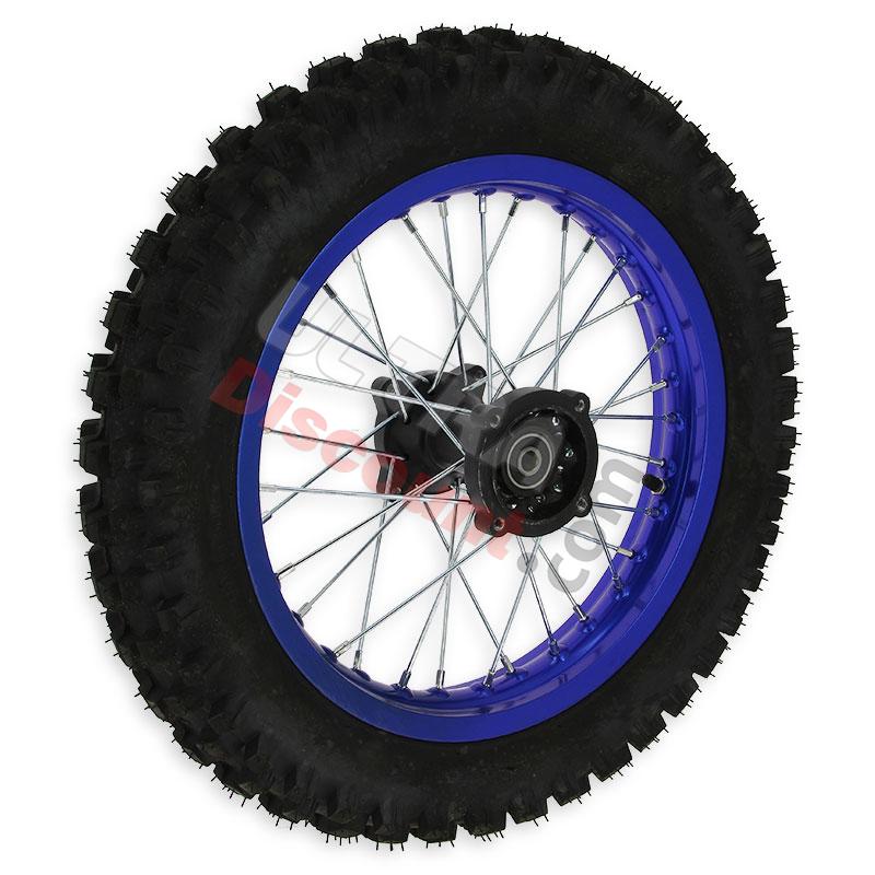 Full 14'' Rear Wheel for Dirt Bike AGB30 - Blue, Dirt Bike Spare Parts