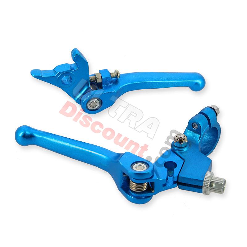 Pair of Aluminum Levers for Dirt Bike Blue (type3), Dirt Bike Spare Parts