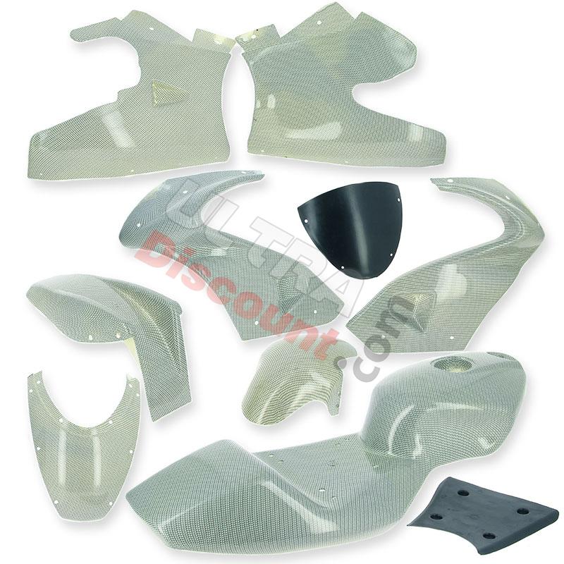 Carbon Fairing - Special Edition - for Pocket Bike 47cc - 49cc - White, Pocket Bike Spare Parts Carbon Fairing - Special Edition - for Pocket Bike 47cc - 49cc - White, Pocket Bike Spare Parts