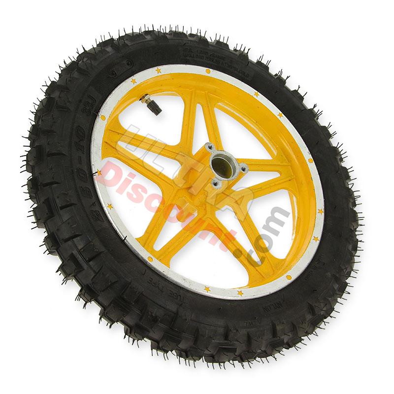 Complete rear wheel yellow for Cross Pocket Bike (10'', type 1), Dirt Nitro Parts