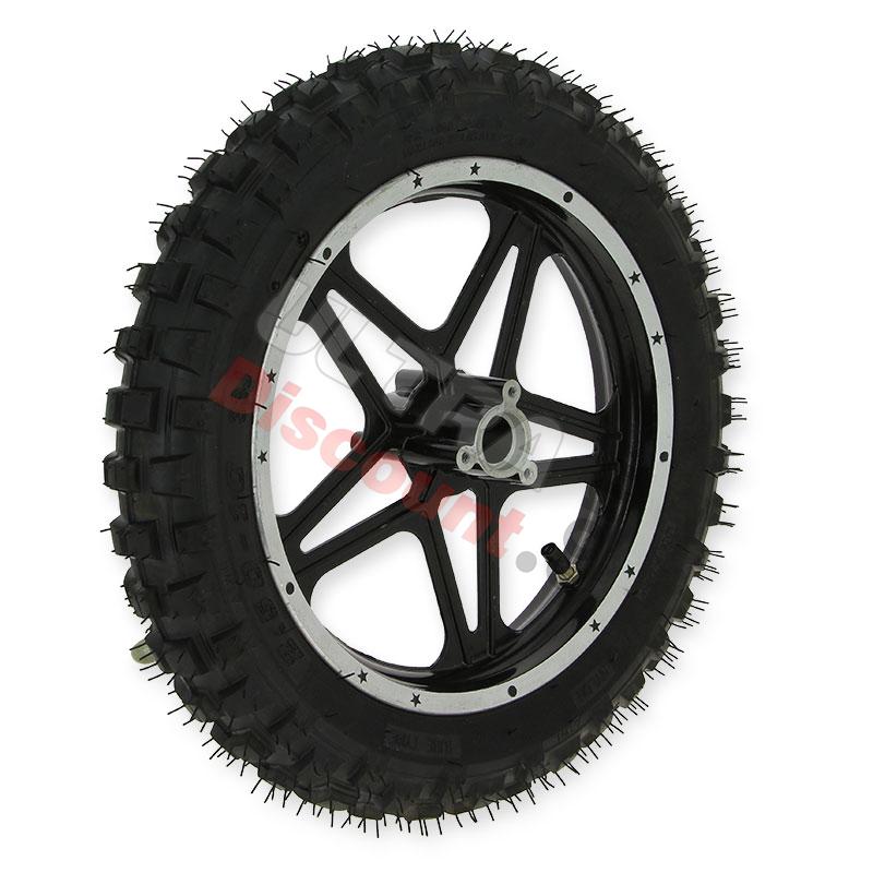 Complete rear wheel black for Cross Pocket Bike (10'', type 1), Dirt Nitro Parts