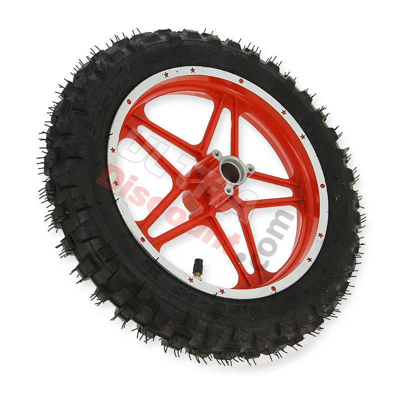 Complete rear wheel red for Cross Pocket Bike (10'', type 1), Dirt Nitro Parts