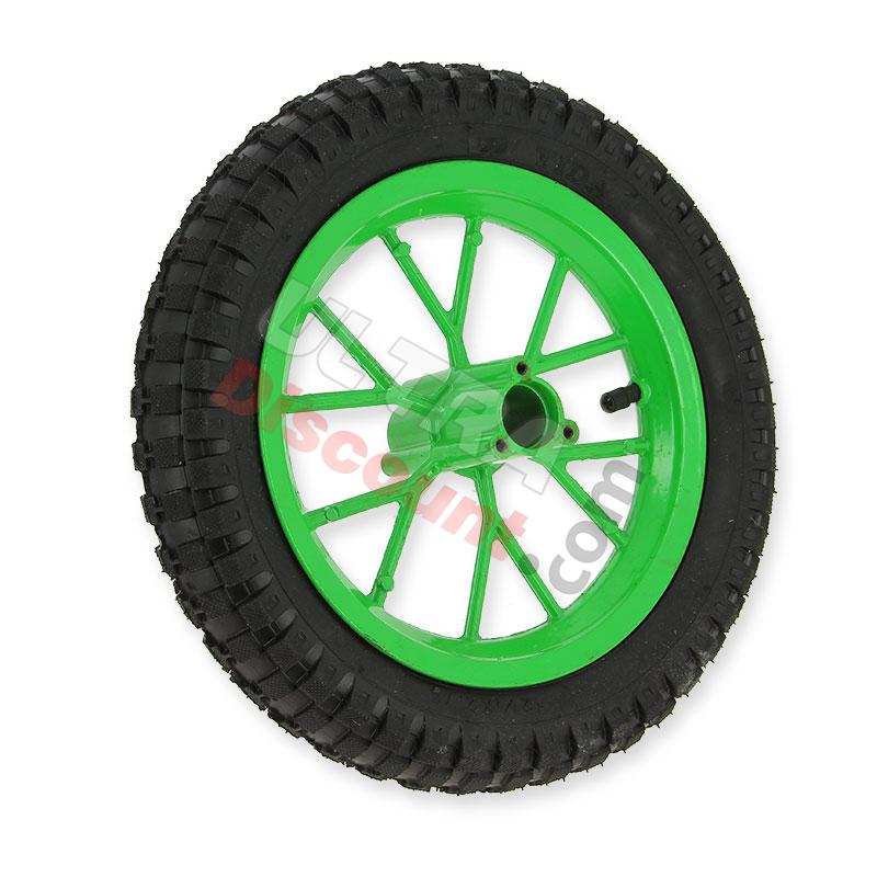 Complete front wheel for Cross Pocket Bike (8'' green), Cross Pocket Bike Parts Complete front wheel for Cross Pocket Bike (8'' green), Cross Pocket Bike Parts