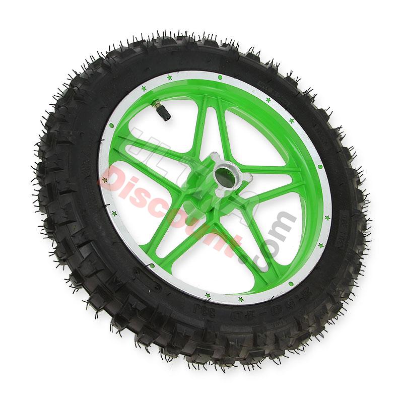 Complete front wheel green for Cross Pocket Bike (10'', type 1), Cross Pocket Bike Parts Complete front wheel green for Cross Pocket Bike (10'', type 1), Cross Pocket Bike Parts