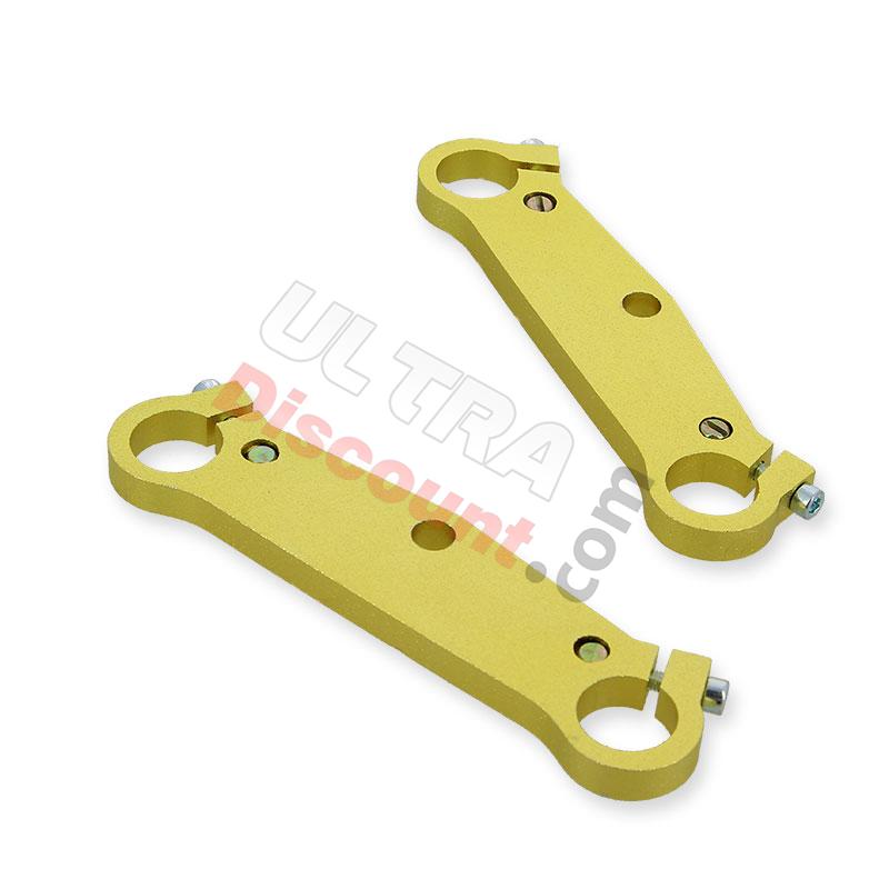 Pair of Custom Triple Trees for Pocket Bike - Gold, Parts Pocket Replica R1