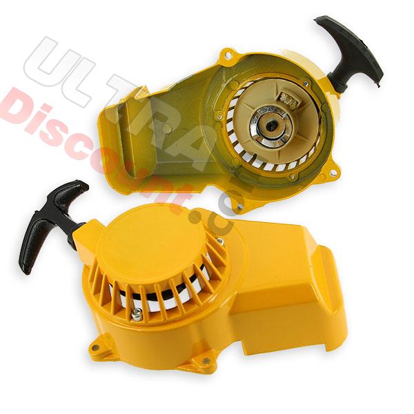 Aluminum Recoil Starter + Aluminum Sprocket for Pocket Bike Yellow, Supermoto pocket Spare Parts