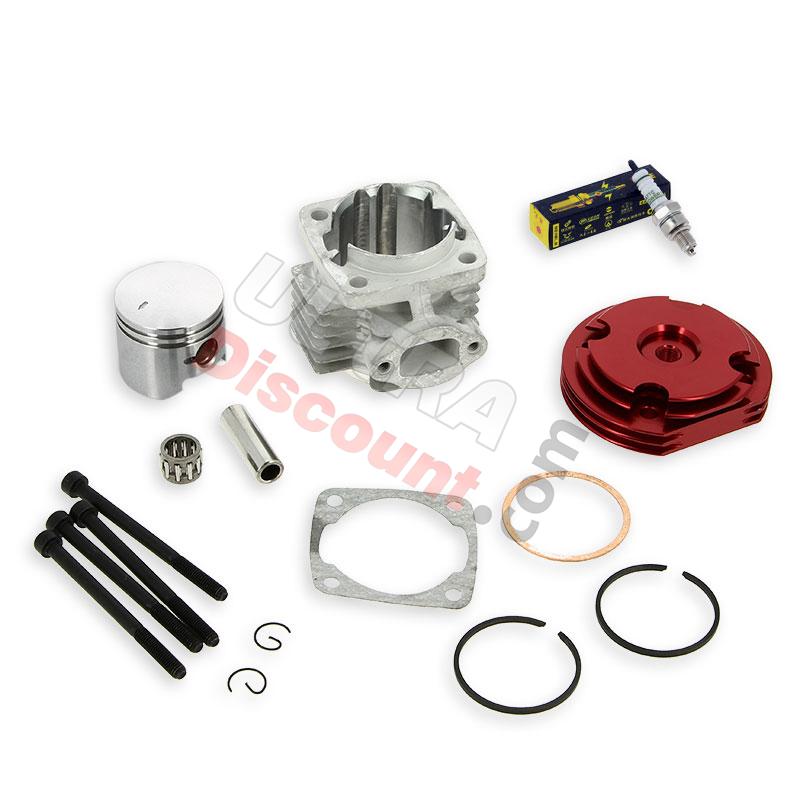 Head Kit 53cc - 4 transfer ports - 12mm axle (type B) - Red, Supermoto pocket Spare Parts