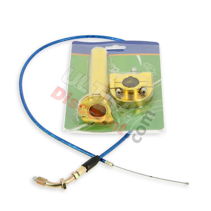 HQ Billet Quick Throttle (Gold) + Throttle Cable (Blue), Supermoto pocket Spare Parts