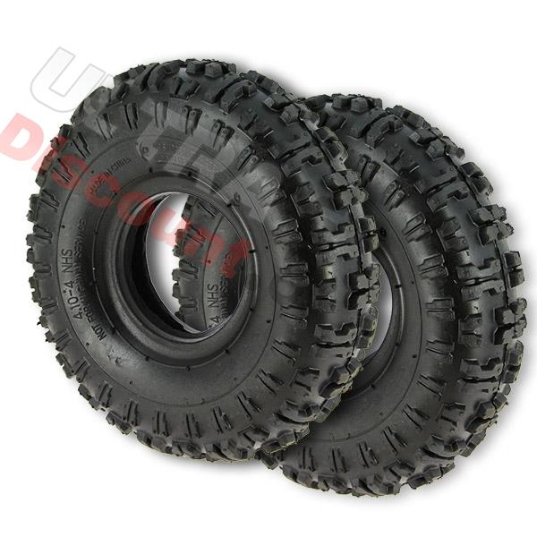 Pair of Tires with Tread Lugs for ATV Pocket Quad (type 2) - 4.10-4, Pocket Quad Spare Parts
