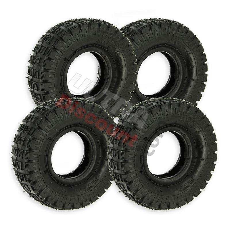 Set of 4 Tires 3.00-4 with Tread Lugs for ATV Pocket Quad, Pocket Quad Spare Parts