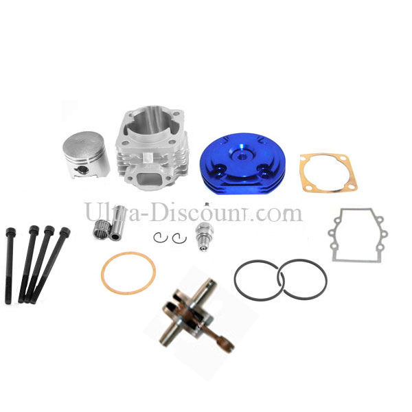 Head Kit 53cc - 4 transfer ports - Racing Crankshaft - 12mm axle (type B) - Blue, Pocket Bike Spare Parts