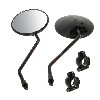 Pair of mirrors black + support for Citycoco (Black edition Ø10), Citycoco spare parts