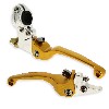 Pair of UD Racing Aluminum Levers for Dirt Bike - Gold, Dirt Bike Spare Parts