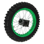 Full 14'' Rear Wheel for Dirt Bike AGB30 - Green