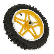 Complete rear wheel yellow for Cross Pocket Bike (10'', type 1)