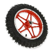 Complete rear wheel red for Cross Pocket Bike (10'', type 1)