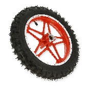 Complete front wheel red for Cross Pocket Bike (10'', type 1)