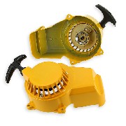 Aluminum Recoil Starter + Aluminum Sprocket for Pocket Bike Yellow