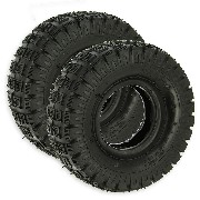 Pair of Tires 3.00-4 with Tread Lugs for ATV Pocket Quad