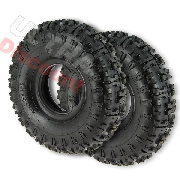 Pair of Tires with Tread Lugs for ATV Pocket Quad (type 2) - 4.10-4