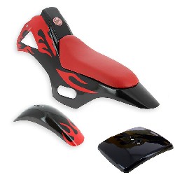 Fairing for Cross Pocket Bike Black-Red (type 1) red saddle