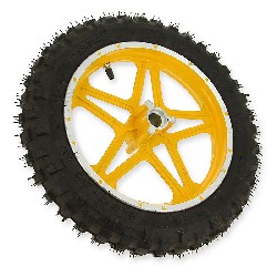 Complete front wheel yellow for Cross Pocket Bike (10'', type 1)