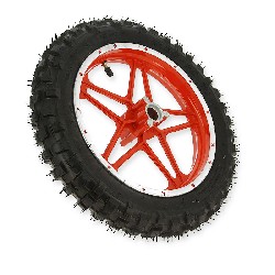 Complete front wheel red for Cross Pocket Bike (10'', type 1)