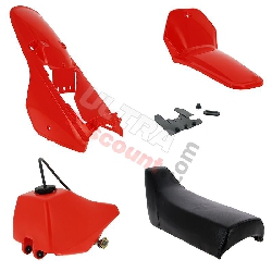 Fairing set complete for Yamaha PW80 (Red)