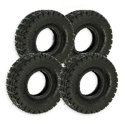 Set of 4 Tires 3.00-4 with Tread Lugs for ATV Pocket Quad, Pocket Quad Spare Parts