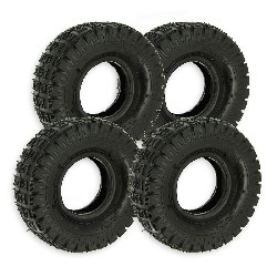 Set of 4 Tires 3.00-4 with Tread Lugs for ATV Pocket Quad