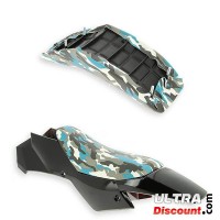 Saddle for pocket ATV style camouflage blue